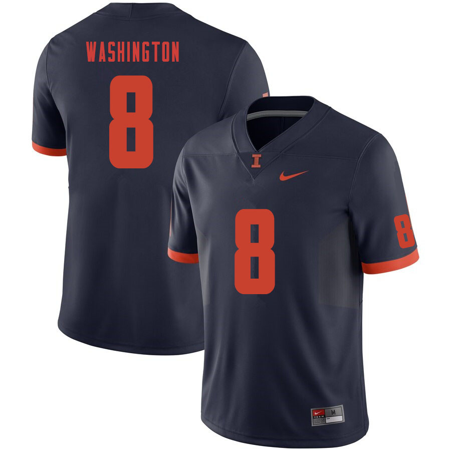 Men #8 Casey Washington Illinois Fighting Illini College Football Jerseys Sale-Navy